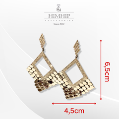 Khuyên Tai Bản To HimHip Mặt Thoi Thanh Lịch HKCC Đính Phale 4.5x6.5cm