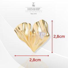 Trâm, Ghim Cài Áo HimHip Trái Tim 3D HKCC Phối Phale Lấp Lánh 2.8x2.8cm