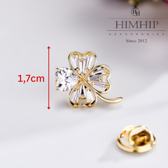 Pin Cài Áo HimHip Cỏ 4 Cánh May Mắn HKCC Đính Phale 1,7*1,7cm