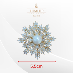 [Noel] Trâm, Ghim Cài Áo HimHip Hoa Tuyết Sang Trọng HKCC Mix Trai 5,5*5,5cm