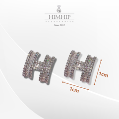 Khuyên Tai Nụ HimHip Chữ H Thanh Lịch HKCC Đính Phale 1x1cm - Trắng