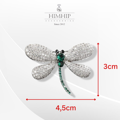 Trâm, Ghim Cài Áo HimHip Chuồn Chuồn Đuôi Xanh Sang Trọng HKCC Đính Phale 3*4,5cm Phụ Kiện Áo Dài