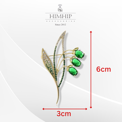 Trâm, Ghim Cài Áo HimHip Cành Hoa Chuông Sang Trọng HKCC Đính Phale 3*6cm