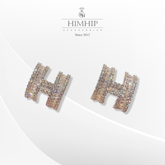 Khuyên Tai Nụ HimHip Chữ H Thanh Lịch HKCC Đính Phale 1x1cm - Vàng