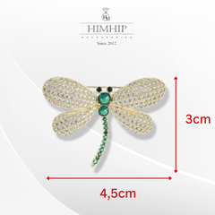 Trâm, Ghim Cài Áo HimHip Chuồn Chuồn Đuôi Xanh Sang Trọng HKCC Đính Phale 3*4,5cm Phụ Kiện Áo Dài