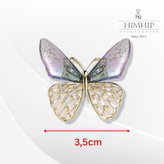 Trâm, Ghim Cài Áo HimHip Bướm Cánh Tiên 2 Màu Sang Trọng HKCC Đính Phale 3,5*3,5cm