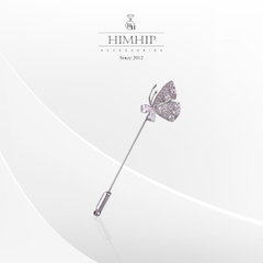 Trâm, Ghim Cài Xiên Hình Cánh Bướm Thanh Lịch HKCC Đính Đá Phale 8x2cm - Trắng