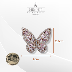 Trâm, Ghim Cài Áo HimHip Bướm Đá Sang Trọng HKCC Đính Phale 2*2,5cm