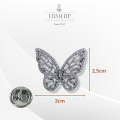 Trâm, Ghim Cài Áo HimHip Bướm Đá Sang Trọng HKCC Đính Phale 2*2,5cm