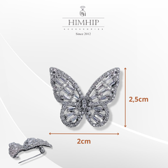 Trâm, Ghim Cài Áo HimHip Bướm Đá Sang Trọng HKCC Đính Phale 2*2,5cm