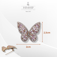 Trâm, Ghim Cài Áo HimHip Bướm Đá Sang Trọng HKCC Đính Phale 2*2,5cm