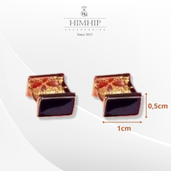 Khuyên Tai Nụ HimHip Mặt Vuông Đen Cổ Điển HKCC 0.5x1cm