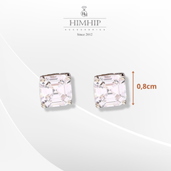 Khuyên Tai Nụ HimHip Mặt Vuông Đá Sang Trọng HKCC Đính Phale 0.8cm