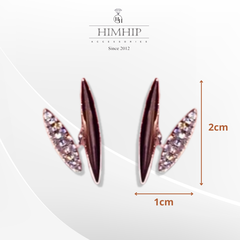 Khuyên Tai Nụ HimHip Mặt Hình Thoi Sang Trọng HKCC Đính Phale 2x1cm