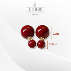 Khuyên Tai Nụ HimHip Hạt Tròn To Nhỏ 2 Kiểu Sang Trọng HKCC Mix Hạt Giả Trai 2x0.5cm