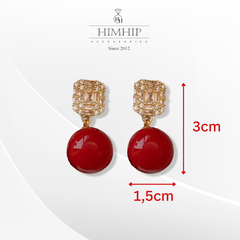Khuyên Tai Ngắn HimHip Mặt Phale Vuông Sang Trọng HKCC Mix Hạt Giả Trai 1.5x3cm