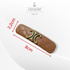 Kẹp Mái Bật HimHip Da Thật Mặt 2C Sang Trọng 8x2.2cm