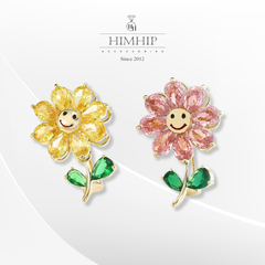 Trâm, Ghim Cài Áo Nhỏ HimHip Bông Hoa Mặt Cười Đáng Yêu HKCC Đính Phale 2,5*1,6cm
