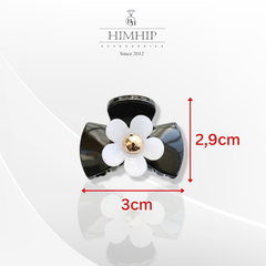 Kẹp Càng Cua HimHip Composite Nơ Nhỏ Phối Hoa Thanh Lịch 8 Răng 3x2.9cm