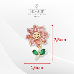 Trâm, Ghim Cài Áo Nhỏ HimHip Bông Hoa Mặt Cười Đáng Yêu HKCC Đính Phale 2,5*1,6cm