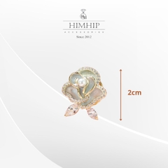Pin Cài Áo HimHip Hoa Hồng Nhụy Trai Sang Trọng HKCC Đính Phale 2cm