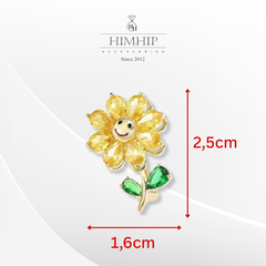 Trâm, Ghim Cài Áo Nhỏ HimHip Bông Hoa Mặt Cười Đáng Yêu HKCC Đính Phale 2,5*1,6cm