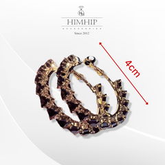Khuyên Tai Móc Tròn HimHip Vòng Đá Tam Giác Lấp Lánh HKCC Đính Phale 4x4cm
