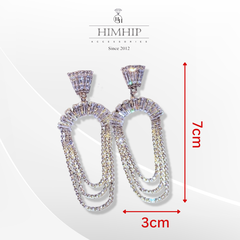 Khuyên Tai Bản To HimHip 3 Vòng Phale Lấp Lánh HKCC Đính Phale 3x7cm