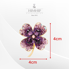 Trâm, Ghim Cài Áo HimHip Hoa 4 Cánh May Mắn HKCC Mix Phale 4x4cm