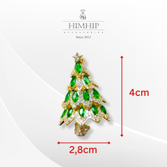 Trâm, Ghim Cài Áo HimHip Cây Thông Noel Sang Trọng HKCC Mix Đá Phale Nhiều Màu 2,8*4cm