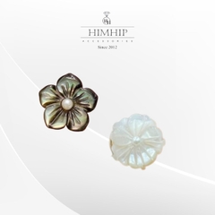 Pin Cài Áo HimHip Hoa Mai Khảm Trai Nhỏ Thanh Lịch HKCC Mix Trai 1.3cm