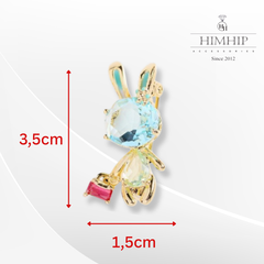 Trâm, Ghim Cài HimHip Thỏ Xách Giỏ Đáng Yêu HKCC Đính Phale 3,5*1,5cm