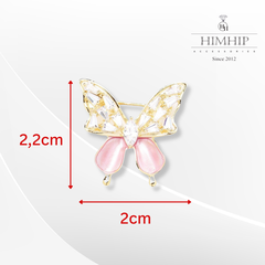 Trâm, Ghim Cài Áo HimHip Cánh Bướm 2 Màu Nhẹ Nhàng HKCC Đính Phale 2,2*2cm