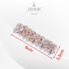 Kẹp Mỏ Vịt HimHip HKCC Đính Phale Hồng Lấp Lánh 6x1.5cm