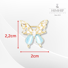 Trâm, Ghim Cài Áo HimHip Cánh Bướm 2 Màu Nhẹ Nhàng HKCC Đính Phale 2,2*2cm