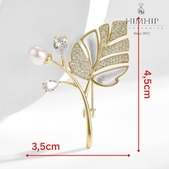 Trâm, Ghim Cài Áo HimHip Lá Vàng Thanh Lịch HKCC Mix Trai 3,5*4,5cm