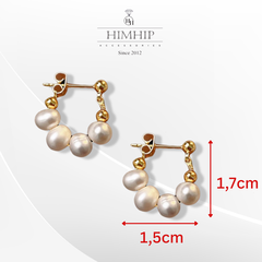 Khuyên Tai Ngắn HimHip Vòng Chuỗi Trai Sang Trọng HKCC Mix Ngọc Trai Thô 1.7x1.5 cm