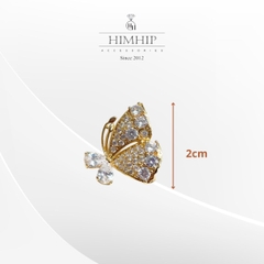 Pin Cài Áo HimHip Bướm Cánh Đôi Thanh Lịch HKCC Đính Phale 2cm