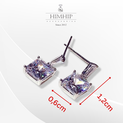 Khuyên Tai Hợp Kim Cao Cấp Dáng Thả Mix Phale Vuông Thanh Lịch 0.6*1.2cm