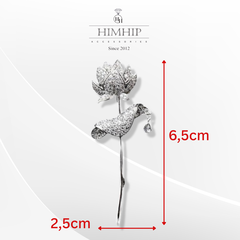 Trâm, Ghim Cài Áo HimHip Cánh Sen Thanh Lịch HKCC Đính Phale 2,5*6,5cm