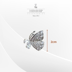 Pin Cài Áo HimHip Bướm Cánh Đôi Thanh Lịch HKCC Đính Phale 2cm