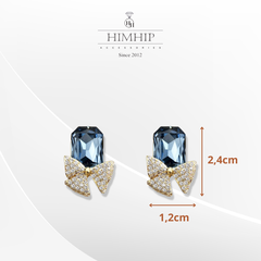 Khuyên Tai Nụ HimHip Thắt Nơ Đáng Yêu HKCC Đính Phale 1.2x2.4cm