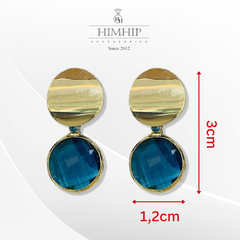 Khuyên Tai Ngắn HimHip Mặt Tròn Sang Trọng HKCC Đính Phale 1.2x3cm