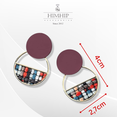 Khuyên Tai Bản To HimHip Mặt Tròn Phong Cách De Stijl Thanh Lịch HKCC 2.1-2.7x4cm