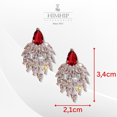 Khuyên Tai Ngắn HimHip Giọt Nước Sang Trọng HKCC Đính Phale 2.1x3.4cm