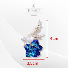 Trâm, Ghim Cài Áo HimHip Chùm Hoa Đá Thanh Lịch HKCC Mix Trai 3,5*4cm