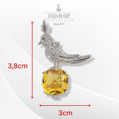 Trâm, Ghim Cài Áo HimHip Chim Bạc Sang Trọng HKCC Đính Phale 3*3,8cm