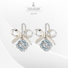 Khuyên Tai Ngắn HimHip Quả Cầu Thắt Nơ Thanh Lịch HKCC Đính Phale 2.8cm