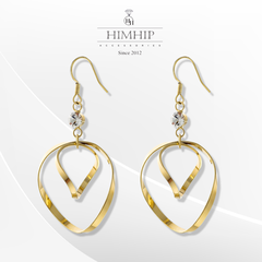 Khuyên Tai Dài HimHip 2 Vòng Xoắn Sang Trọng HKCC Đính Phale 3x5.5cm