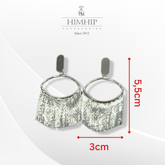 Khuyên Tai Bản To HimHip Hình Mắt Phối Tua Rua Lấp Lánh HKCC 3x5.5cm